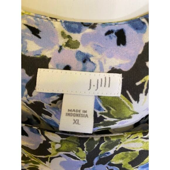 J. JILL NWOT WATERCOLOR FLORAL SLEEVELESS DRESS MICRO PLEATED SKIRT MIDI XL - Picture 6 of 7